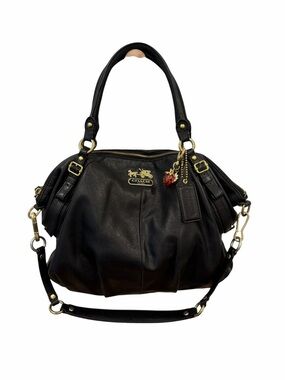 Coach Madison Sophia Large Satchel Black Leather Bag Crossbody Style 15955